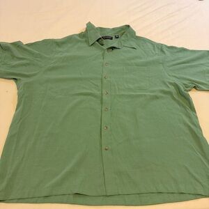 Roundtree & Yorke Mens 4XB Big & Tall Green Short Sleeve Button Front Shirt NWOT
